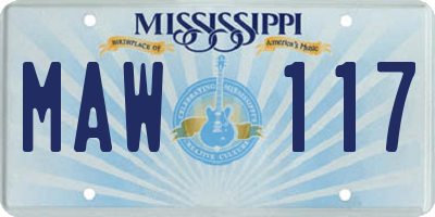 MS license plate MAW117