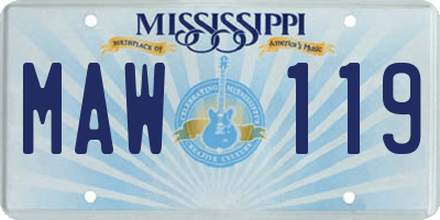 MS license plate MAW119