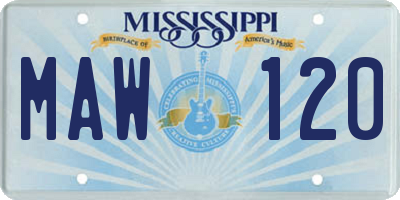 MS license plate MAW120