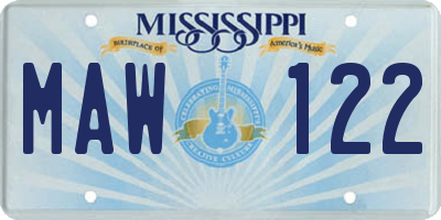 MS license plate MAW122