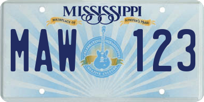 MS license plate MAW123