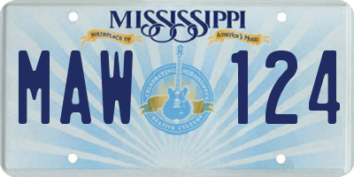 MS license plate MAW124