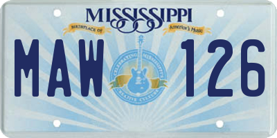 MS license plate MAW126
