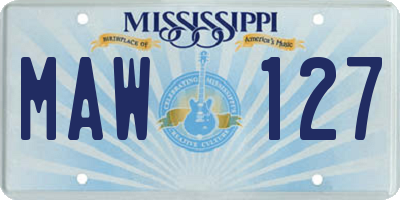 MS license plate MAW127