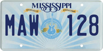 MS license plate MAW128
