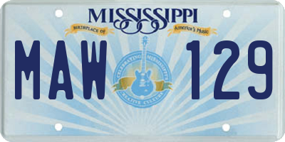 MS license plate MAW129