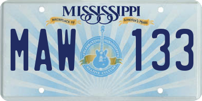 MS license plate MAW133