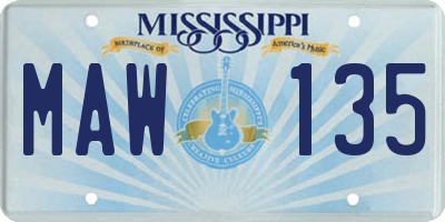 MS license plate MAW135