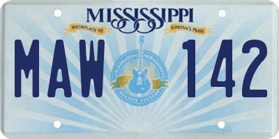 MS license plate MAW142