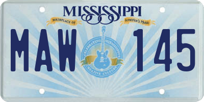 MS license plate MAW145