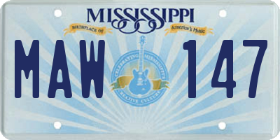 MS license plate MAW147