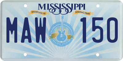 MS license plate MAW150