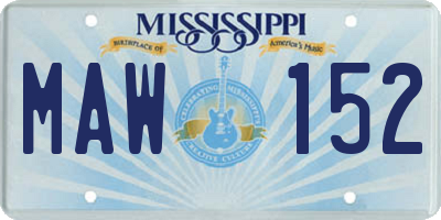 MS license plate MAW152