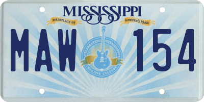 MS license plate MAW154
