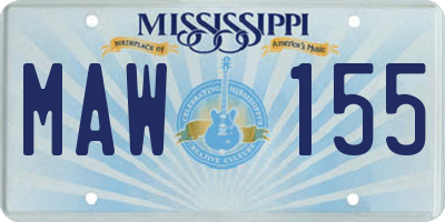 MS license plate MAW155