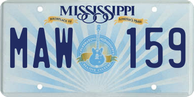 MS license plate MAW159