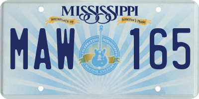 MS license plate MAW165