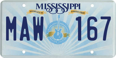 MS license plate MAW167
