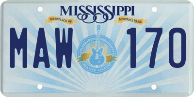 MS license plate MAW170