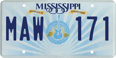 MS license plate MAW171