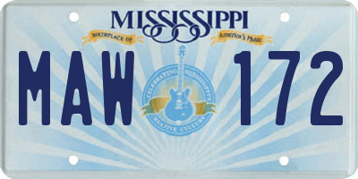 MS license plate MAW172