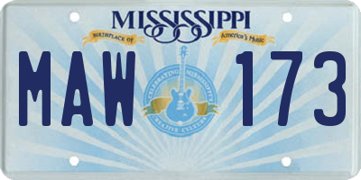MS license plate MAW173