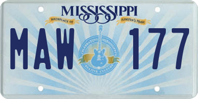 MS license plate MAW177