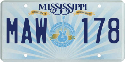 MS license plate MAW178