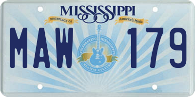 MS license plate MAW179