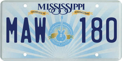 MS license plate MAW180