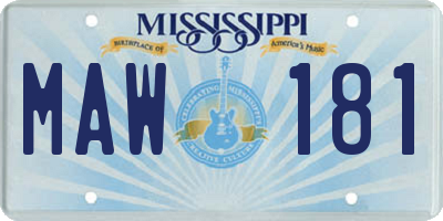 MS license plate MAW181
