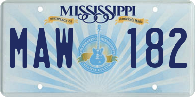 MS license plate MAW182
