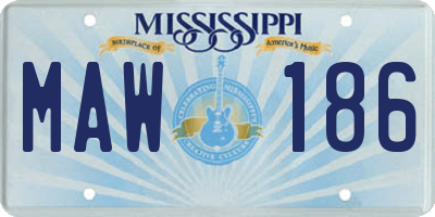MS license plate MAW186