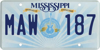 MS license plate MAW187