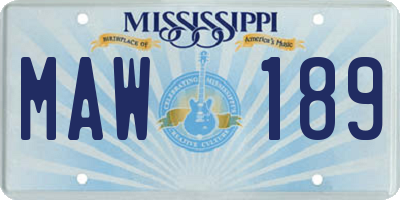 MS license plate MAW189