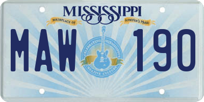MS license plate MAW190