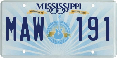 MS license plate MAW191