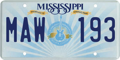 MS license plate MAW193