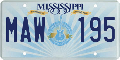 MS license plate MAW195