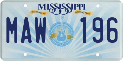 MS license plate MAW196