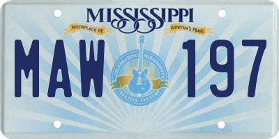 MS license plate MAW197