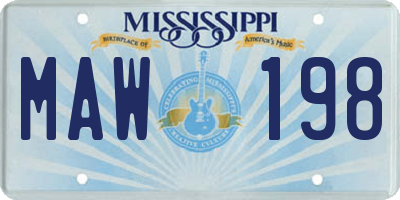 MS license plate MAW198