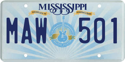 MS license plate MAW501