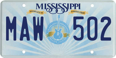 MS license plate MAW502