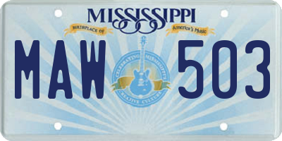 MS license plate MAW503