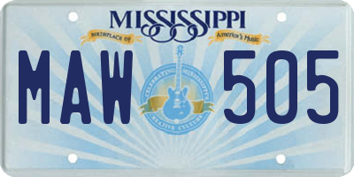 MS license plate MAW505