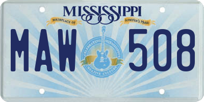 MS license plate MAW508