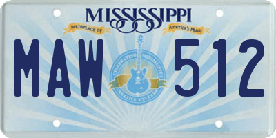 MS license plate MAW512