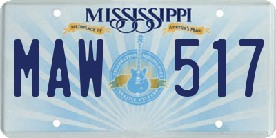 MS license plate MAW517