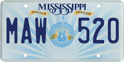 MS license plate MAW520